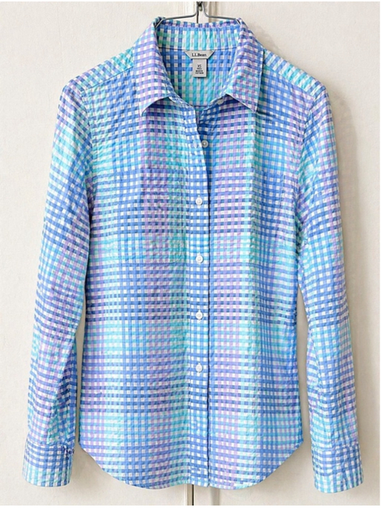 L.L. Bean Tops - L.L. Bean Pastel Gingham Shirt in Mint, Lavender, Sky Blue #17